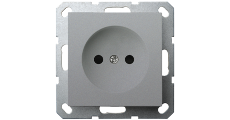 Розетка Jasmart без заземления цвет алюминий с защитными шторками (2P) 16A 250V G5503S