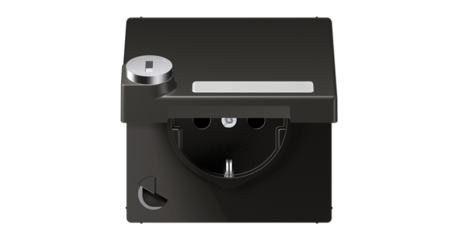 Розетка Schuko с крышкой Jung AL1520NAKLSLAN
