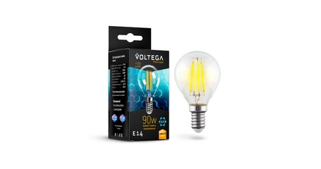 Лампа светодиодная филаментная Voltega E14 7W 2800K шар прозрачный VG10-G45E14warm9W-F 7136