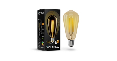 Лампа светодиодная филаментная Voltega E27 6W 2800К золотая VG10-ST64Gwarm6W 5526