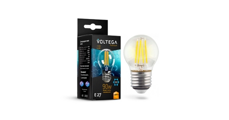 Лампа светодиодная филаментная Voltega E27 7W 2800K шар прозрачный VG10-G45E27warm9W-F 7138