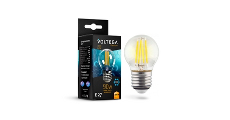 Лампа светодиодная филаментная Voltega E27 7W 2800K шар прозрачный VG10-G45E27warm9W-F 7138