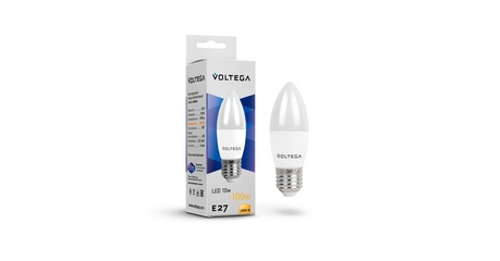 Лампа светодиодная Voltega E27 10W 3000K свеча 7240