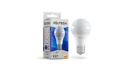 Лампа светодиодная Voltega E27 9W 3000K шар 7244