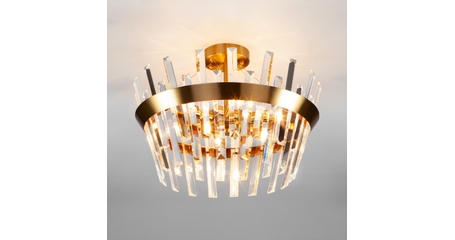 Люстра на штанге Eurosvet 10111/5 золотая бронза / прозрачный хрусталь Strotskis Smart a047846