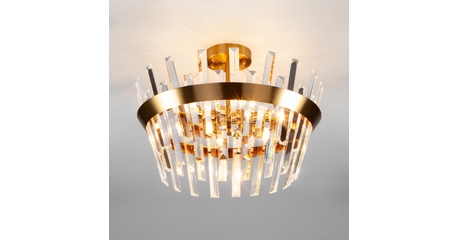 Люстра на штанге Eurosvet 10111/5 золотая бронза / прозрачный хрусталь Strotskis Smart a047846