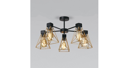 Люстра на штанге Eurosvet Trappola 70107/5 черный/латунь a061402