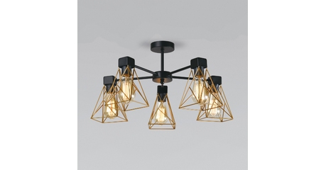 Люстра на штанге Eurosvet Trappola 70107/5 черный/латунь a061402