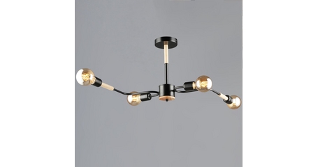Люстра на штанге Reluce 10070-0.3-04 BK+WOOD
