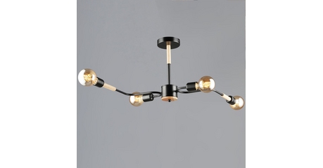 Люстра на штанге Reluce 10070-0.3-04 BK+WOOD
