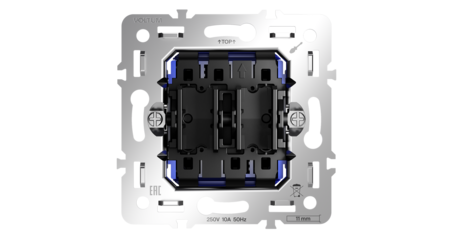 Механизм проходного переключателя двухклавишного 10А Voltum S70 VLS0203M