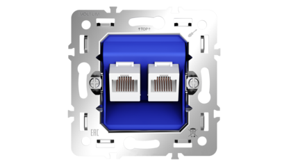 Механизм розетки компьютерной двойной RJ45+RJ45 кат.6 Voltum S70 VLS0602M