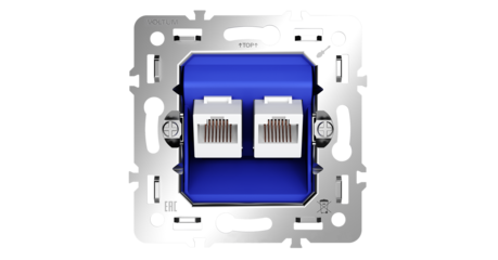 Механизм розетки компьютерной двойной RJ45+RJ45 кат.6 Voltum S70 VLS0602M
