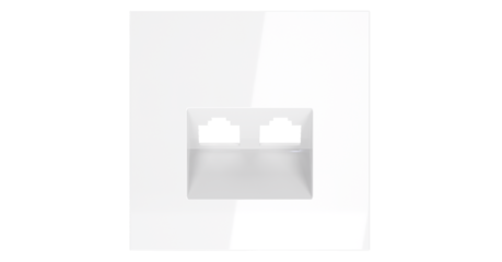 Накладка для розетки компьютерной двойной RJ45+RJ45 кат.6 Voltum S70 (белый глянцевый) VLS001401