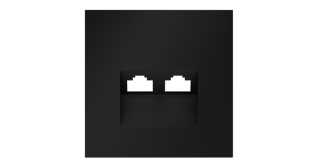 Накладка для розетки компьютерной двойной RJ45+RJ45 кат.6 Voltum S70 (черный матовый) VLS001408