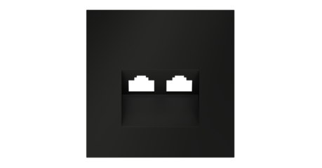 Накладка для розетки компьютерной двойной RJ45+RJ45 кат.6 Voltum S70 (черный матовый) VLS001408