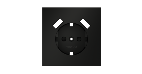 Накладка для розетки с заземлением и защитными шторками, с USB A+A Voltum S70 (черный матовый) VLS000908