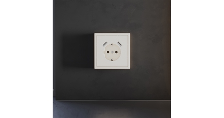 Накладка для розетки с заземлением и защитными шторками, с USB A+A Voltum S70 (хлопок) VLS000913