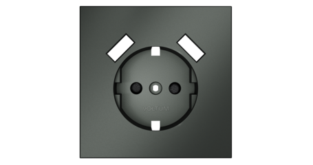 Накладка для розетки с заземлением и защитными шторками, с USB A+A Voltum S70 (титан) VLS000906