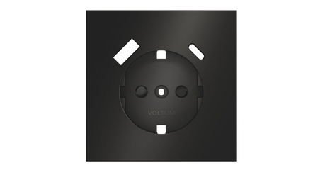 Накладка для розетки с заземлением и защитными шторками с USB A+C S70 Metal (антрацит) Voltum VLSM001012
