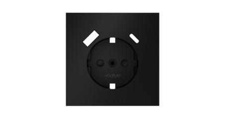 Накладка для розетки с заземлением и защитными шторками, с USB A+C Voltum S70 (черный матовый) VLS001008