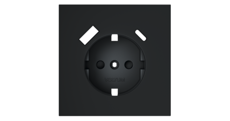 Накладка для розетки с заземлением и защитными шторками, с USB A+C Voltum S70 (графит) VLS001007