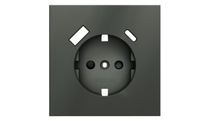 Накладка для розетки с заземлением и защитными шторками, с USB A+C Voltum S70 (титан) VLS001006