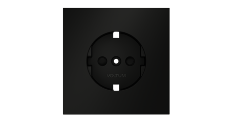 Накладка для розетки с заземлением и защитными шторками Voltum S70 (черный матовый) VLS000708