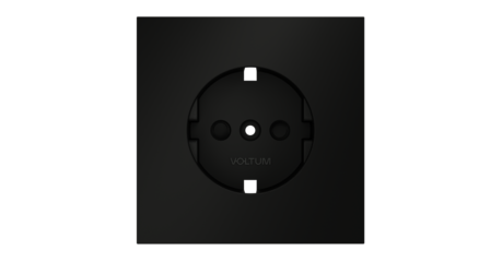 Накладка для розетки с заземлением и защитными шторками Voltum S70 (черный матовый) VLS000708