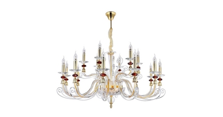 Подвесная люстра Crystal lux CATARINA SP12+6 V2 GOLD/TRANSPARENT-COGNAC