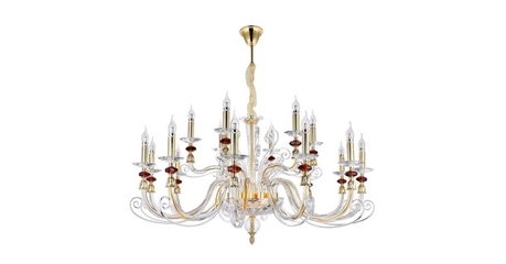 Подвесная люстра Crystal lux CATARINA SP12+6 V2 GOLD/TRANSPARENT-COGNAC