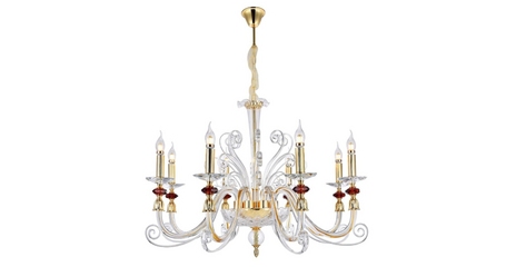 Подвесная люстра Crystal lux CATARINA SP8 V2 GOLD/TRANSPARENT-COGNAC