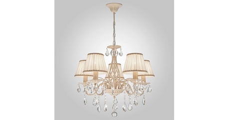 Подвесная люстра Eurosvet 10054/5 белый с золотом/прозрачный хрусталь Strotskis