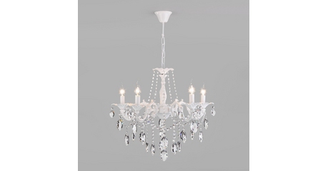 Подвесная люстра Eurosvet 10108/5 белый/прозрачный хрусталь Strotskis