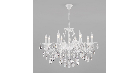 Подвесная люстра Eurosvet 10108/8 белый/прозрачный хрусталь Strotskis