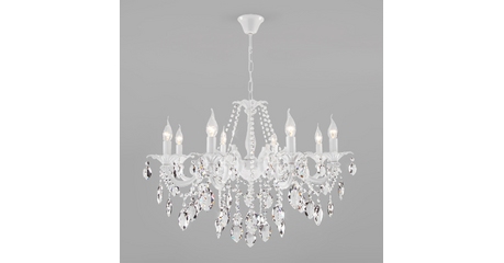 Подвесная люстра Eurosvet 10108/8 белый/прозрачный хрусталь Strotskis