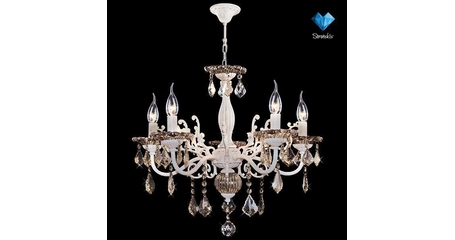 Подвесная люстра Eurosvet 3281/5 белый с золотом/тонированный хрусталь Strotskis