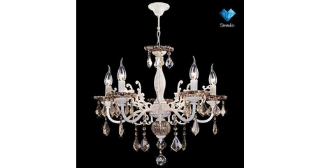 Подвесная люстра Eurosvet 3281/5 белый с золотом/тонированный хрусталь Strotskis