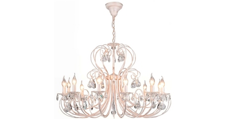 Подвесная люстра Eurosvet 3305/12 белый с золотом/прозрачный хрусталь Strotskis