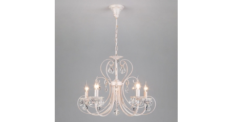 Подвесная люстра Eurosvet 3305/5 белый с золотом/прозрачный хрусталь Strotskis