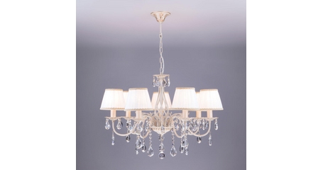 Подвесная люстра Eurosvet 3637/7 белый с золотом/прозрачный хрусталь Strotskis