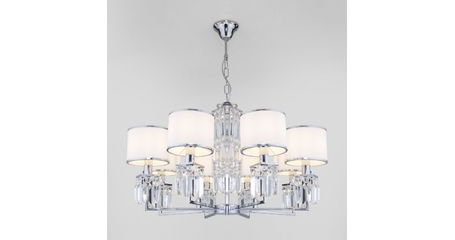 Подвесная люстра Eurosvet Zaffiro 10099/8 хром/прозрачный хрусталь Strotskis (новый абажур)