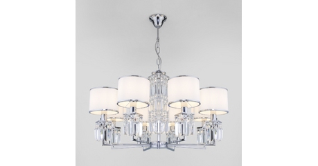 Подвесная люстра Eurosvet Zaffiro 10099/8 хром/прозрачный хрусталь Strotskis (новый абажур)