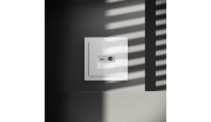 Розетка телевизионная встраиваемая Voltum S70 TV+RJ45 кат. 6, (белый глянцевый) VLS060701