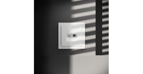 Розетка телевизионная встраиваемая Voltum S70 TV+RJ45 кат. 6, (белый глянцевый) VLS060701