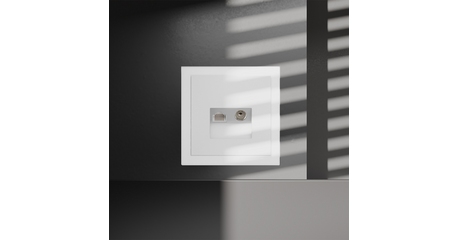 Розетка телевизионная встраиваемая Voltum S70 TV+RJ45 кат. 6, (белый матовый) VLS060702