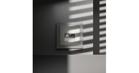 Розетка телевизионная встраиваемая Voltum S70 TV+RJ45 кат. 6, (сталь) VLS060705