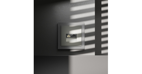 Розетка телевизионная встраиваемая Voltum S70 TV+RJ45 кат. 6, (сталь) VLS060705