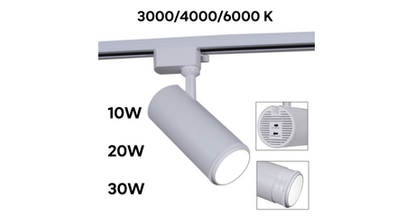 Трековый однофазный светильник Reluce 06650-9.3-LED10/20/30W CCT WT